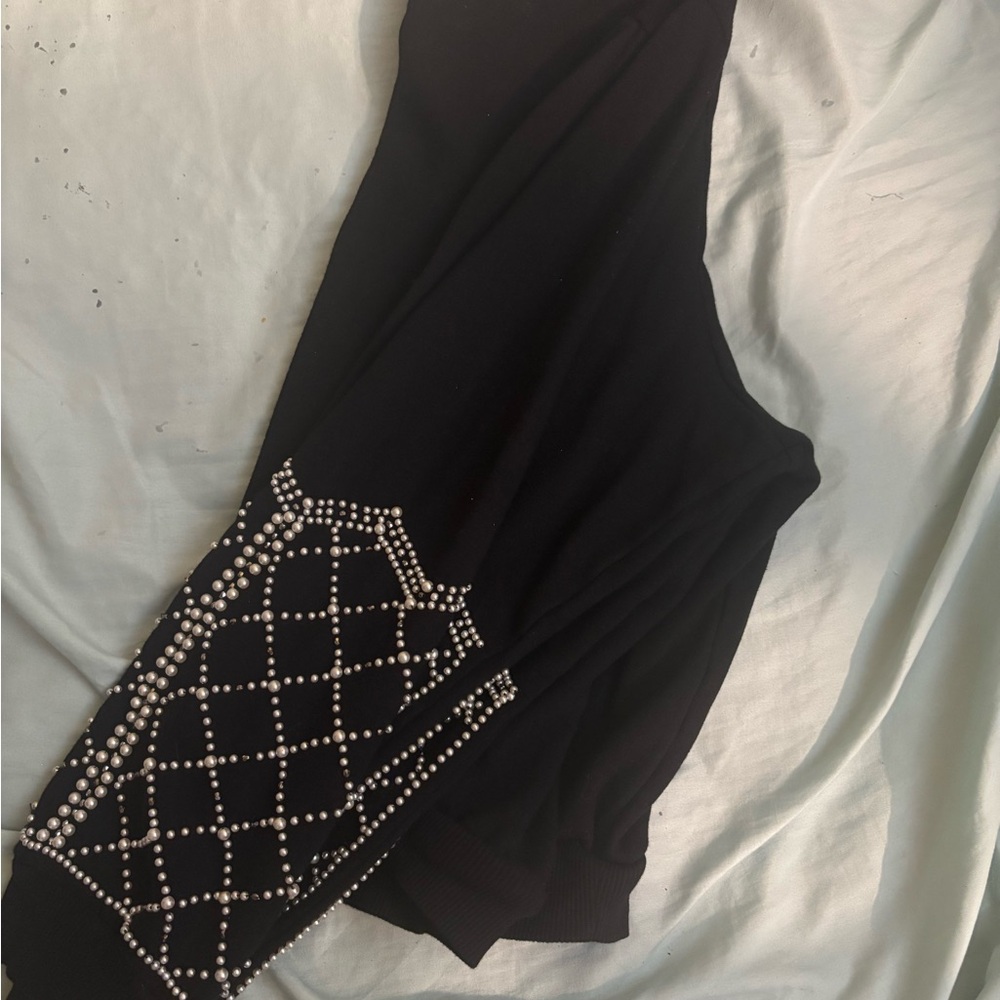Express Black Sweater with Pearl Accents